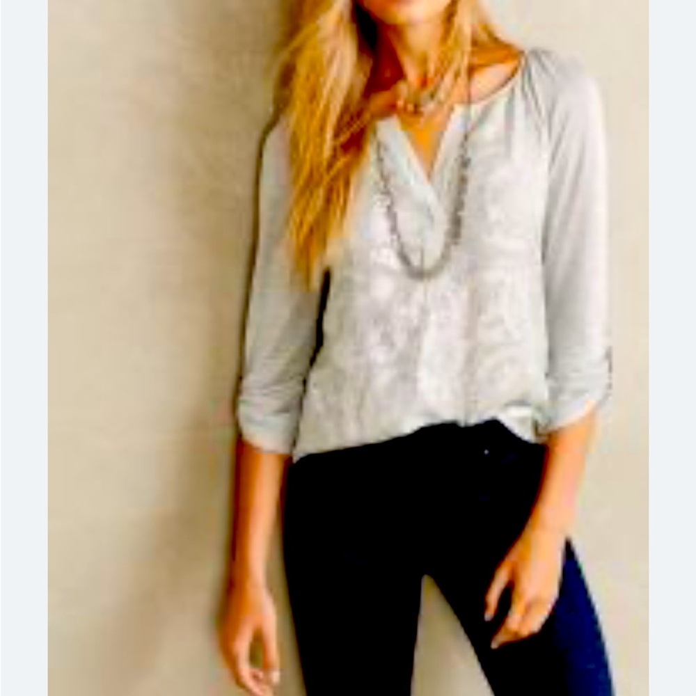 Anthropologie NWT Tiny Starshine
Silver Top Henley 
L